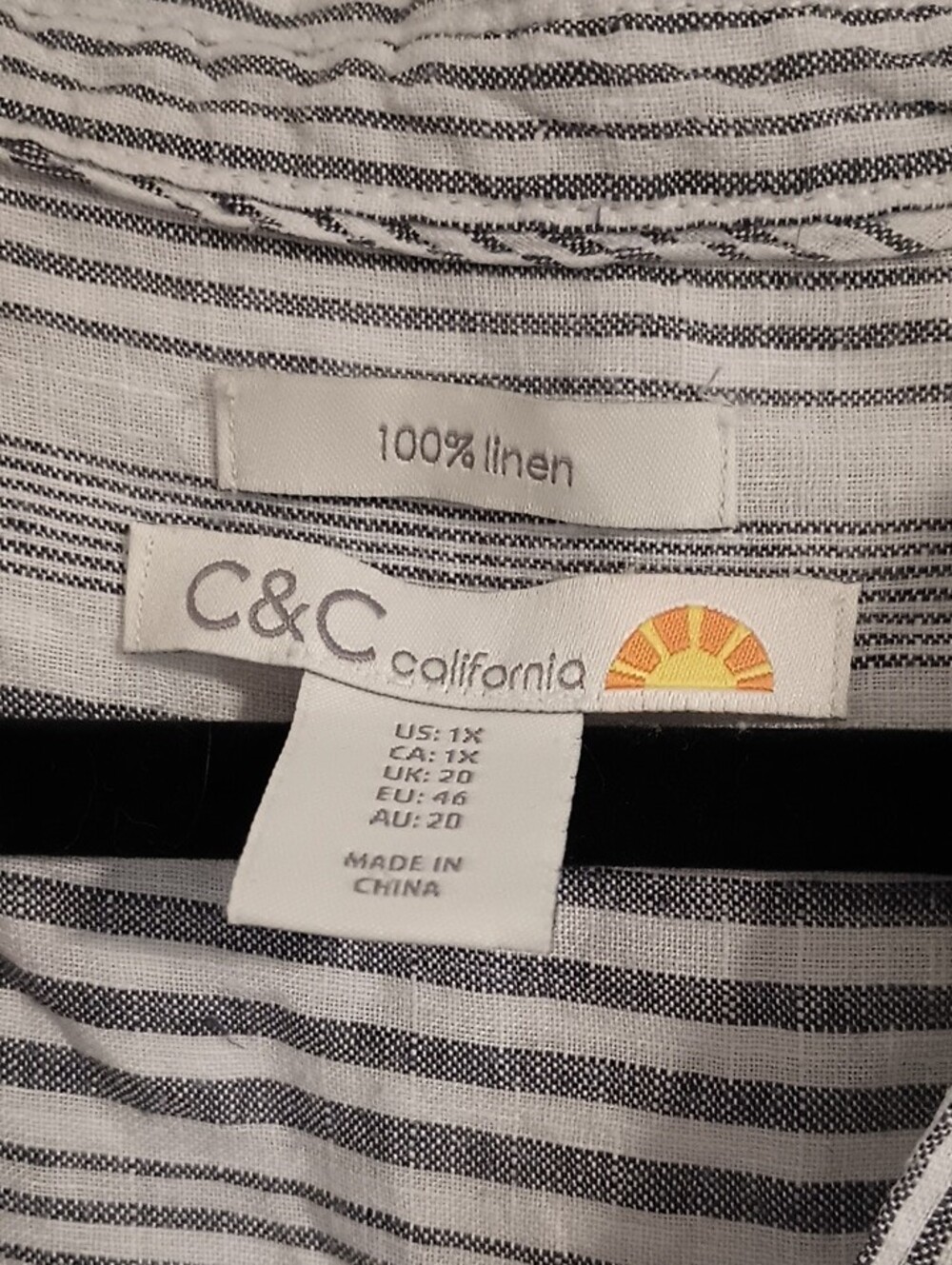 C&C California Black & White Striped Linen Top - Picture 2 of 7
